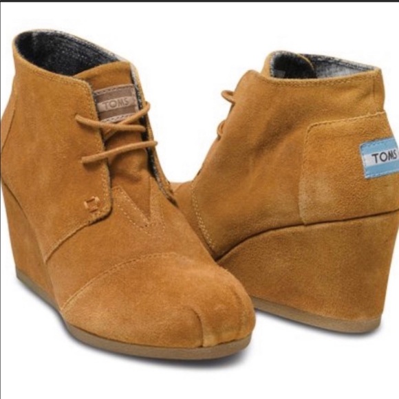 Toms Shoes - TOMS Chestnut Suede Desert Ankle Wedge Booties 9.5